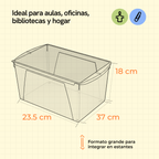 Wide bins for books and folders, translucent, 6-piece pack