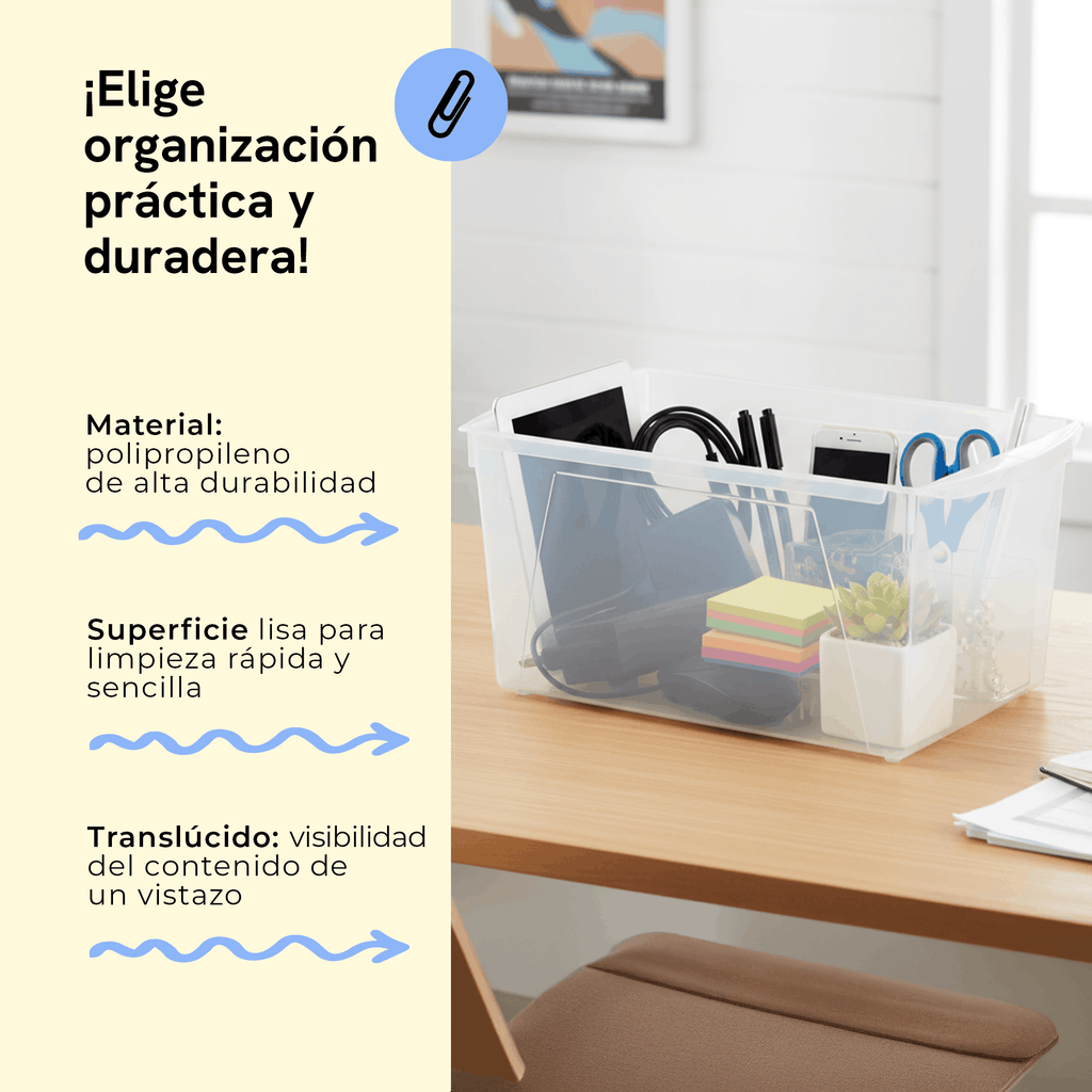 Wide bins for books and folders, translucent, 6-piece pack