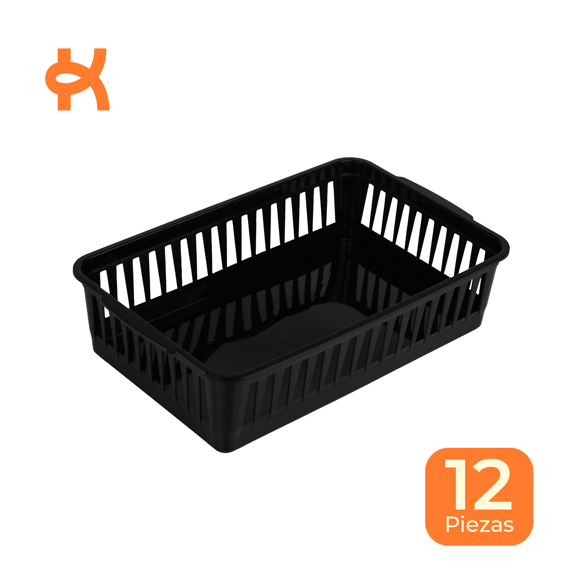 Mesh organizing basket, black, 25.4×15.9×6.3 cm, pack of 12
