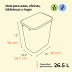 Cesto de basura mediano para interior, color negro, paquete con 6 piezas
