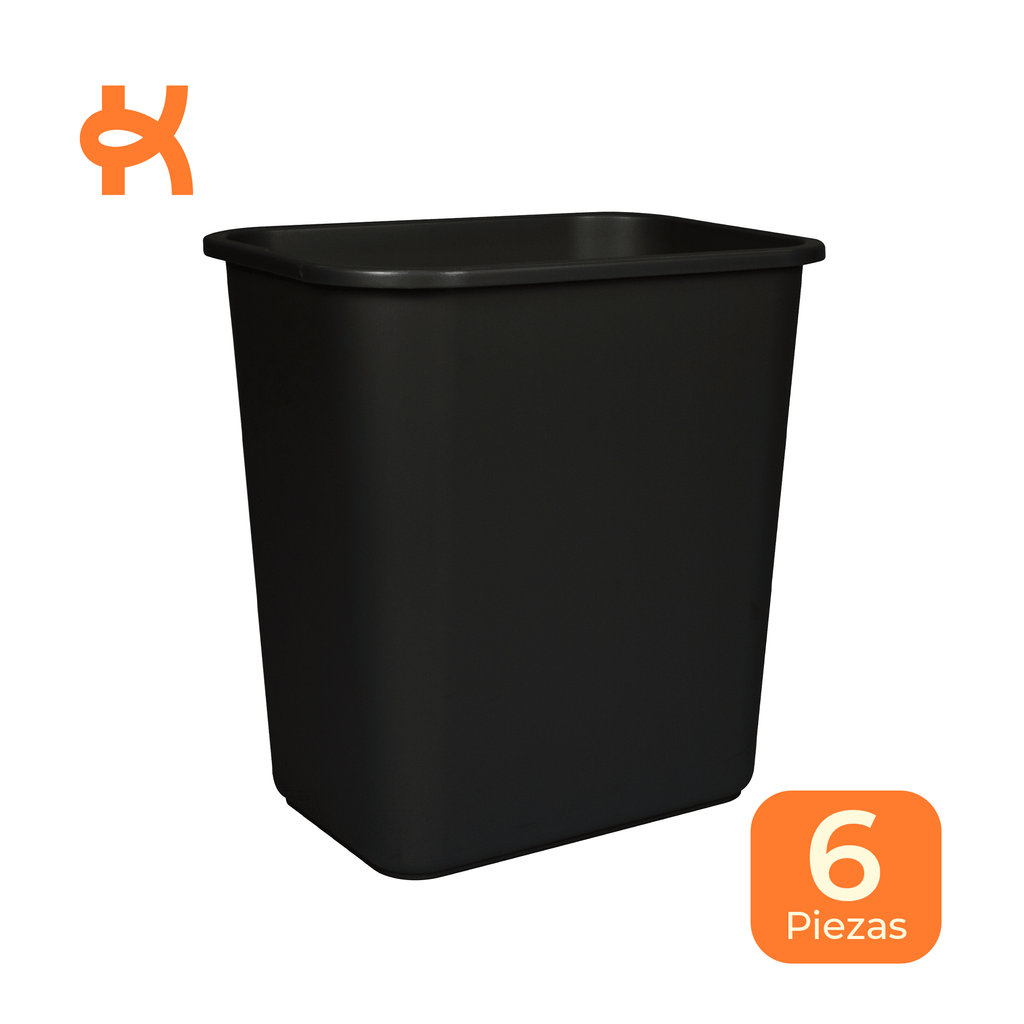 Cesto de basura mediano para interior, color negro, paquete con 6 piezas