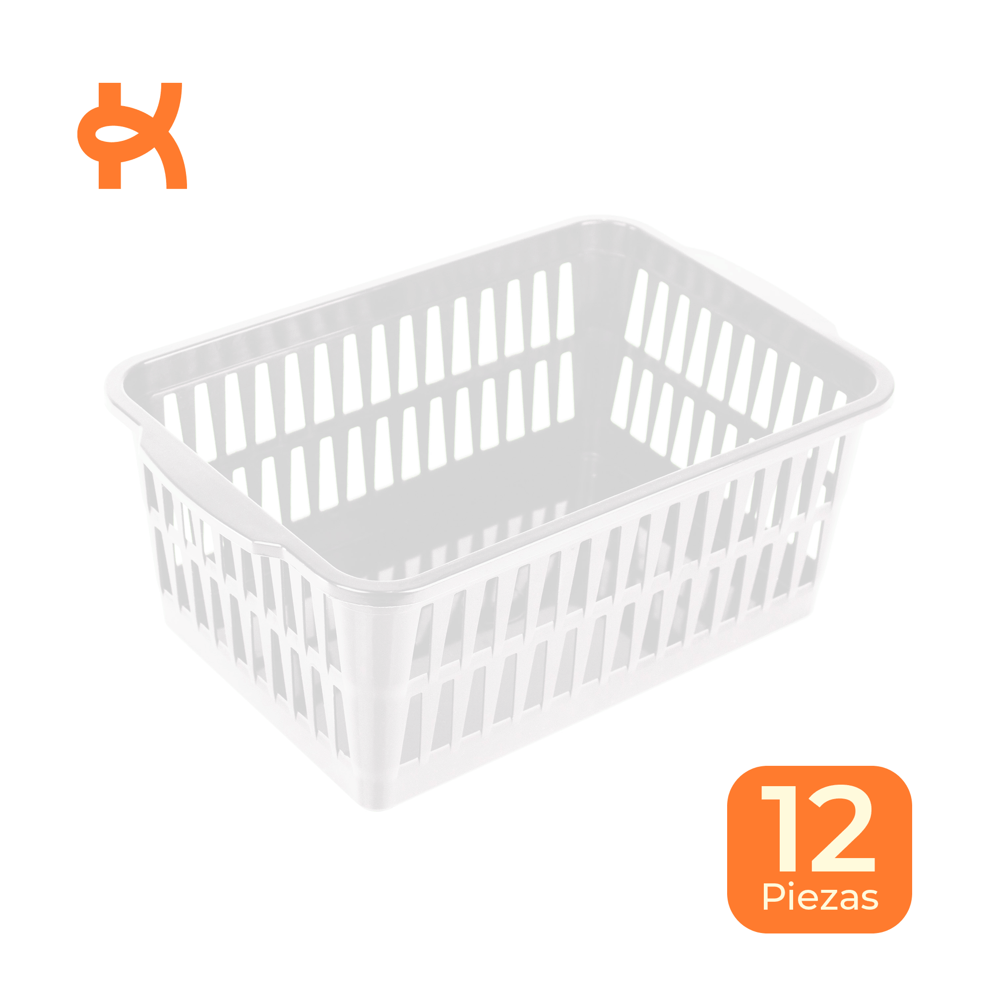 Grid-style organizer basket, white, 15.2×12.7×5.7 cm, pack of 12 pieces