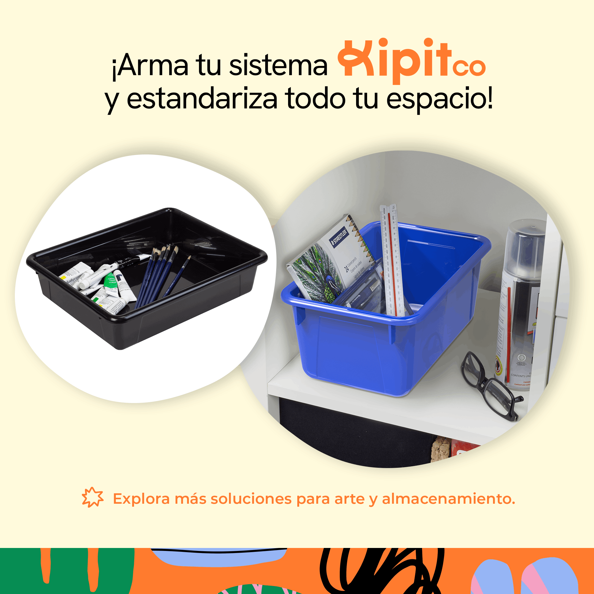 Organizer tray 33.3×27.0×7.6 cm, black, 5-piece pack