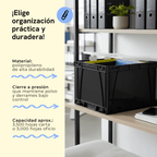 Stackable storage box with clear lid, black, 3 pieces