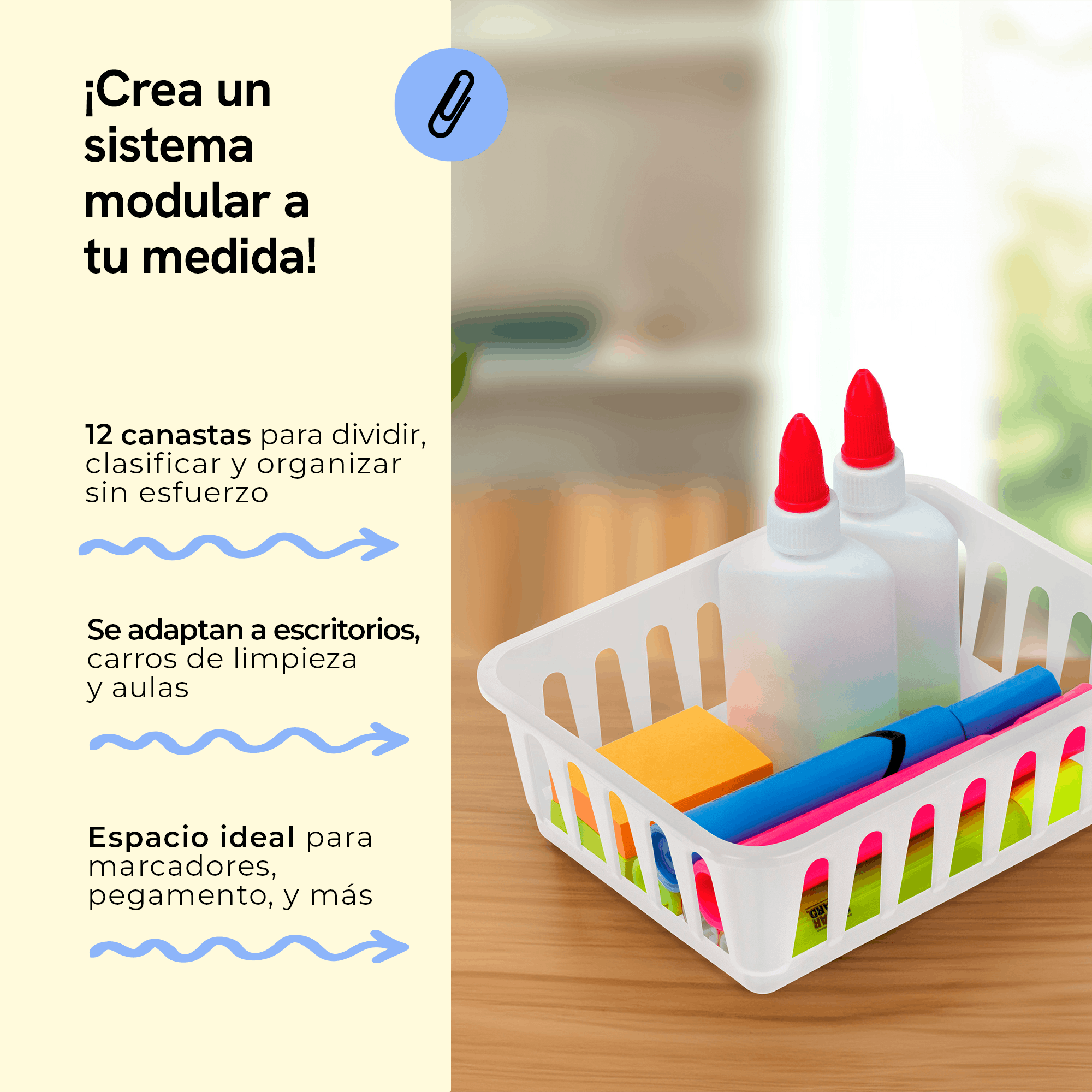 White grid-style organizer basket, 29.8×20.0×10.8 cm, 12-piece pack