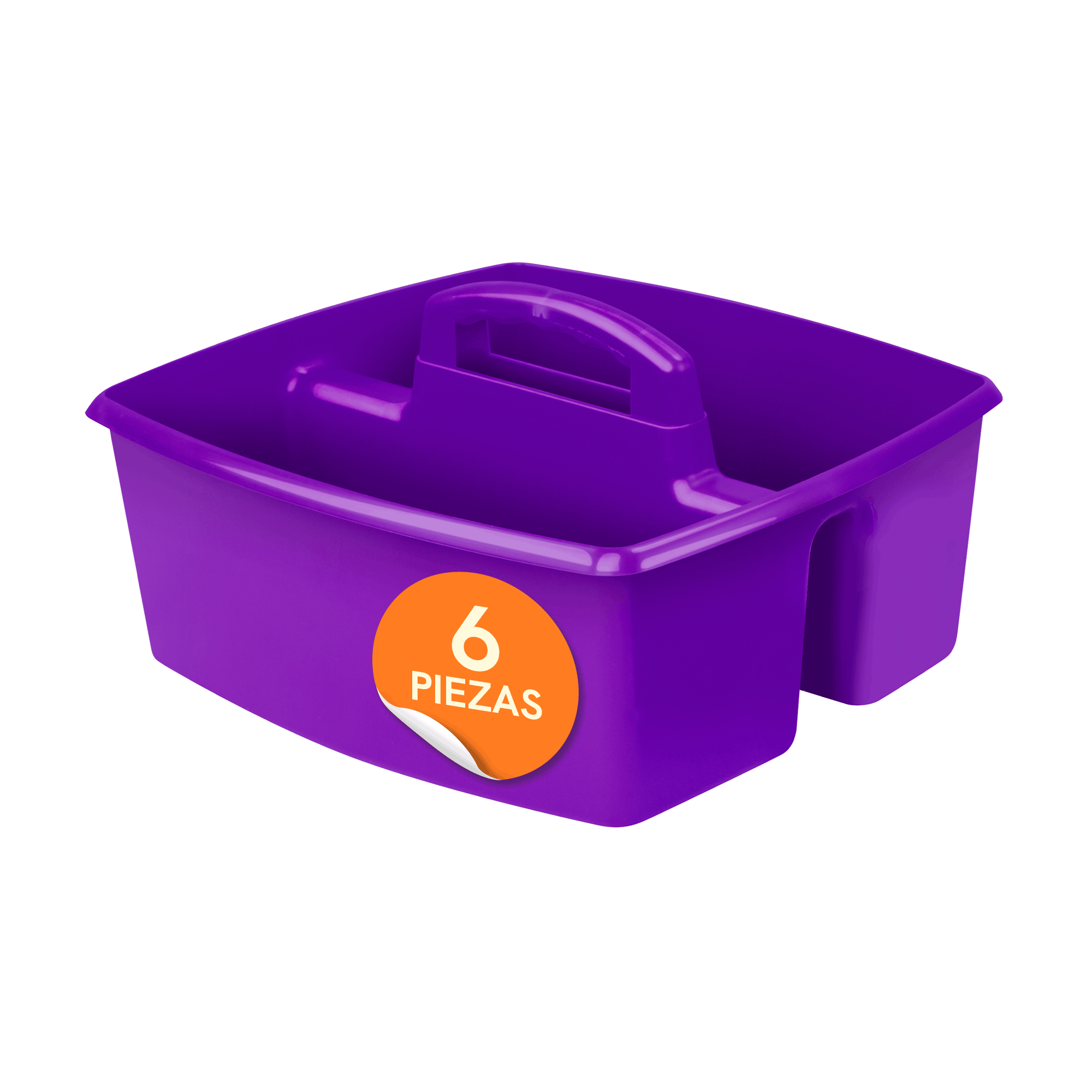 Large Portable Organizer with Compartment and Handle, Purple, 6-Piece Pack