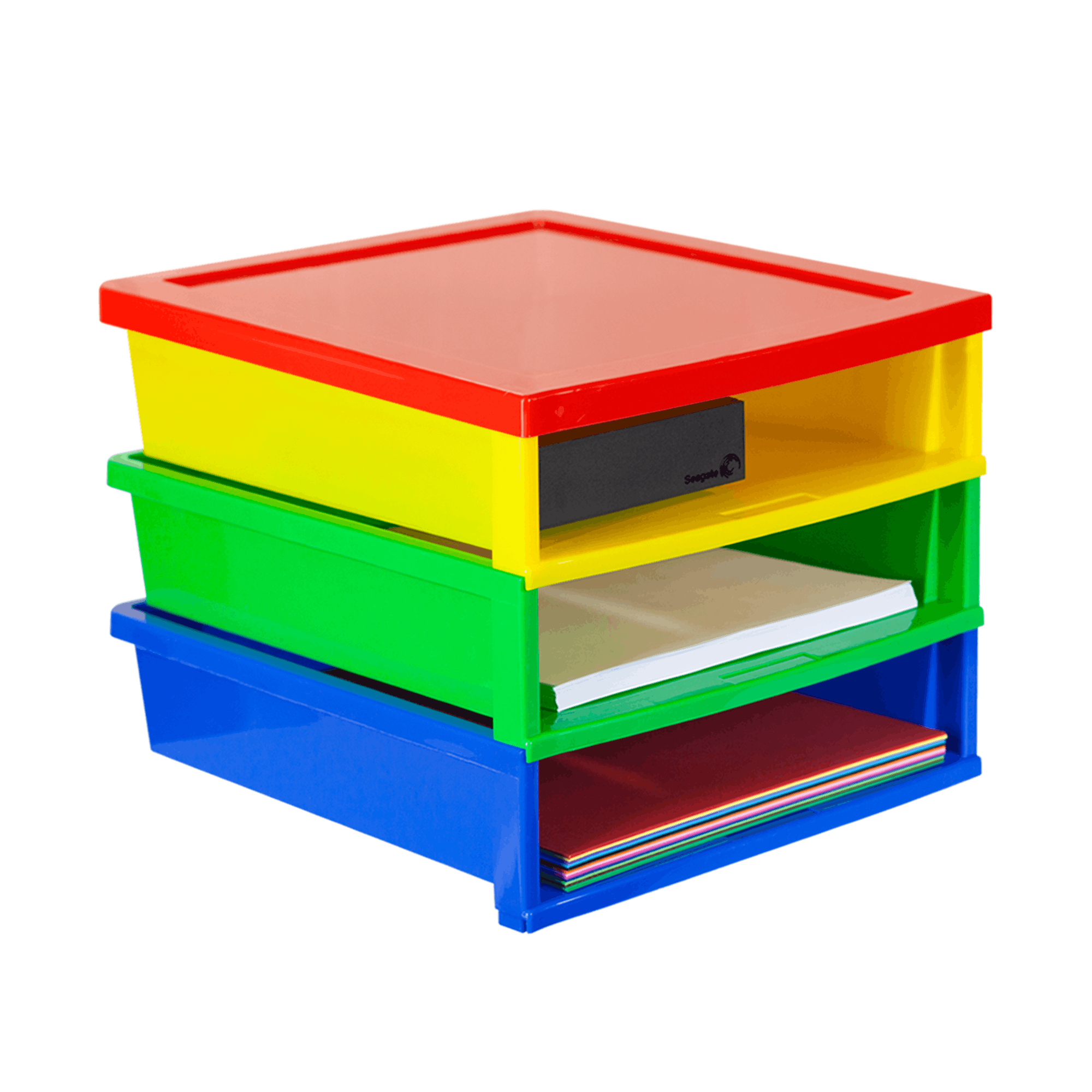 3-Compartment Paper Organizer, Multicolor, Quick Tool-Free Assembly