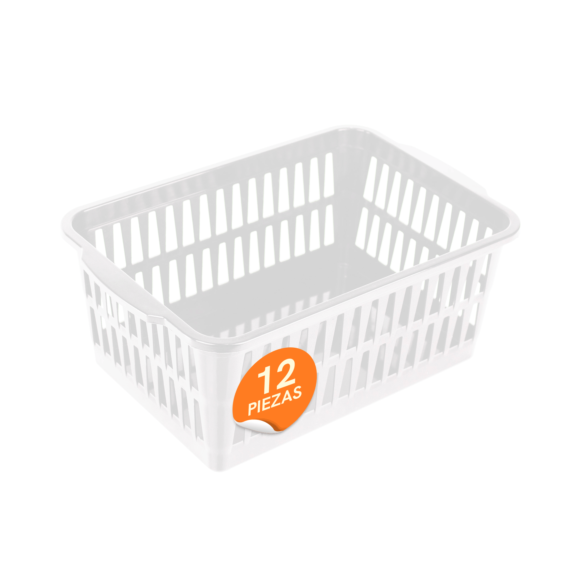 Grid-style organizer basket, white, 15.2×12.7×5.7 cm, pack of 12 pieces