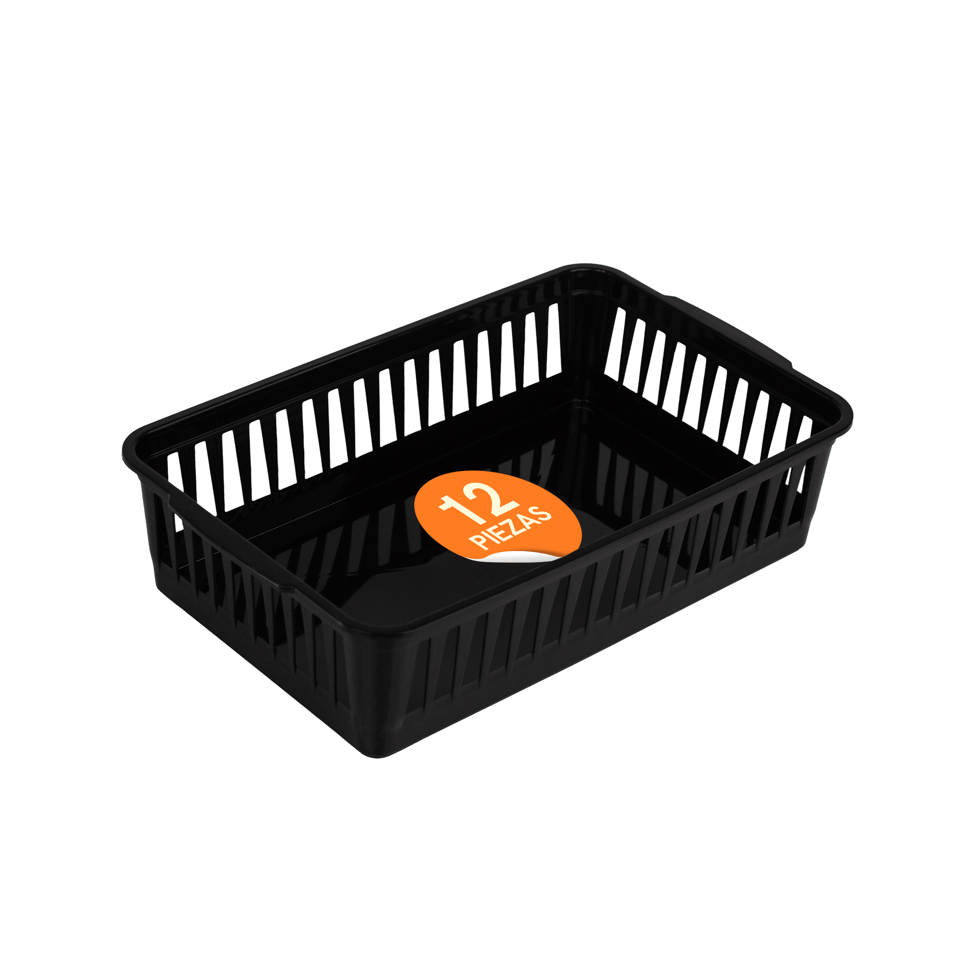 Mesh organizing basket, black, 25.4×15.9×6.3 cm, pack of 12