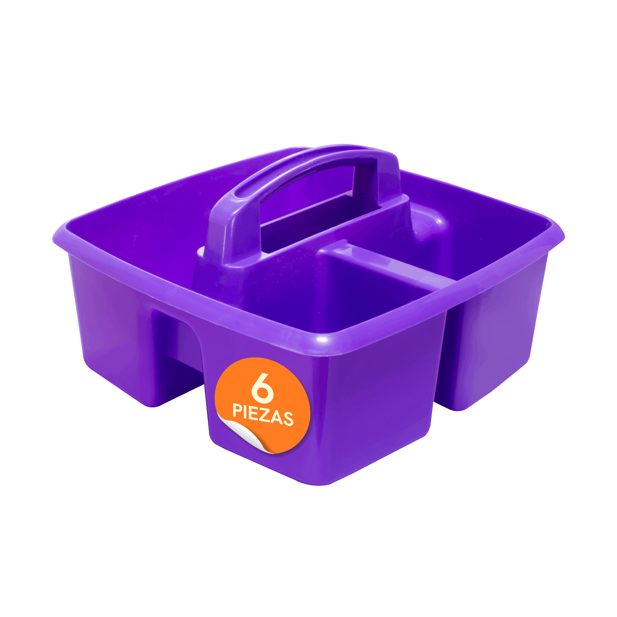 Small portable organizer with compartments, purple, 6-piece pack