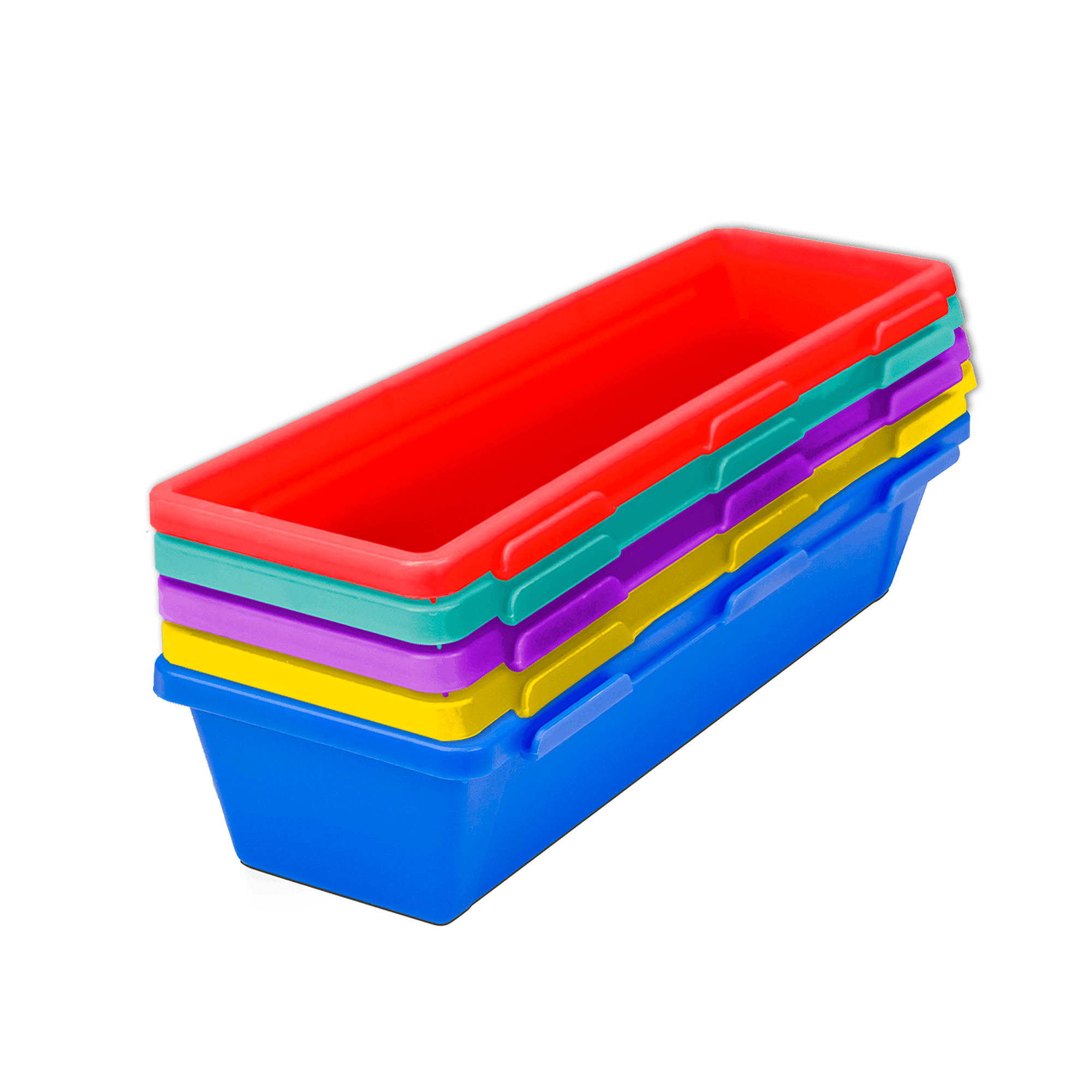 Interconnectable trays (set of 5), assorted colors, 6 sets per pack