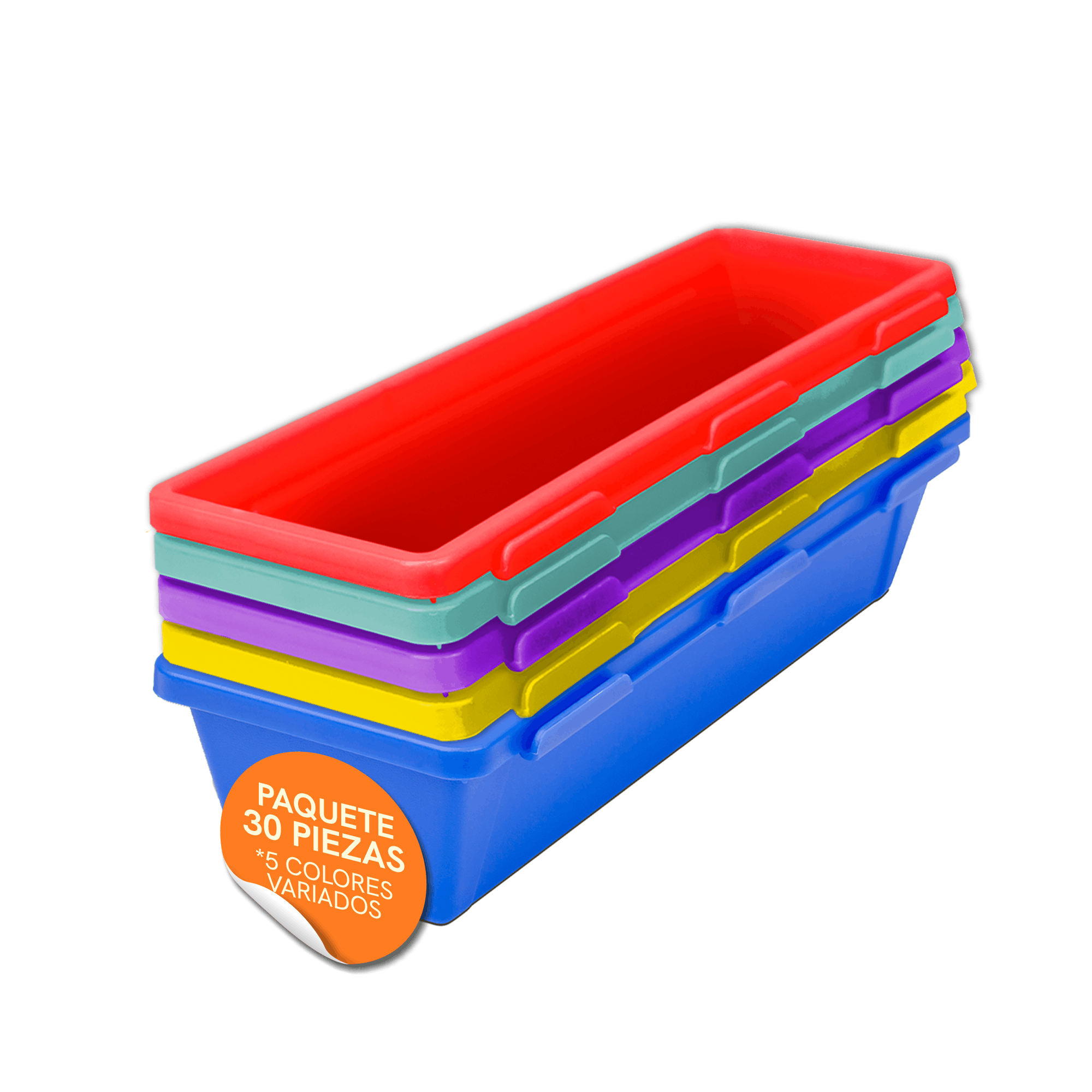 Interconnectable trays (set of 5), assorted colors, 6 sets per pack