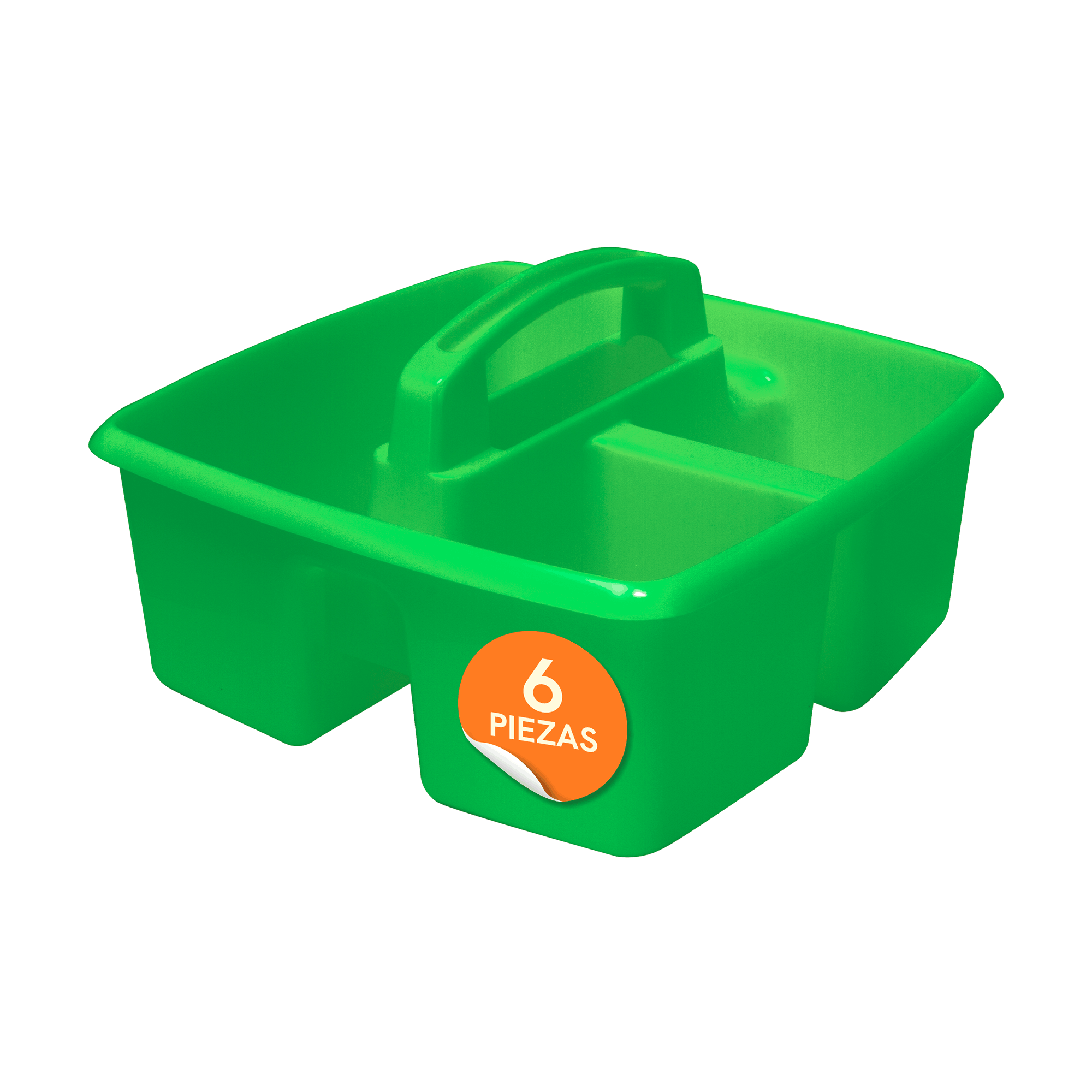 Small portable organizer with compartments and handle, green, 6-pack