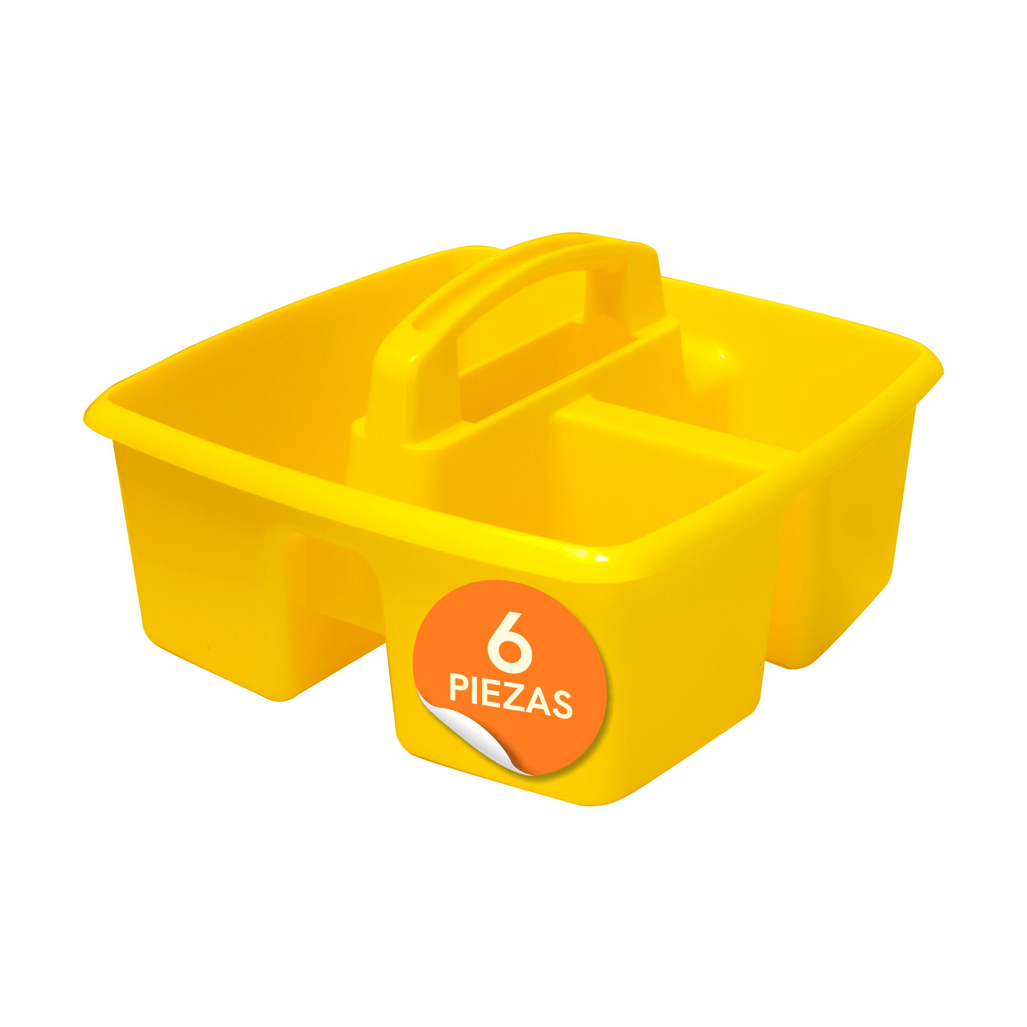 Small portable organizer with compartments, yellow, 6-piece pack