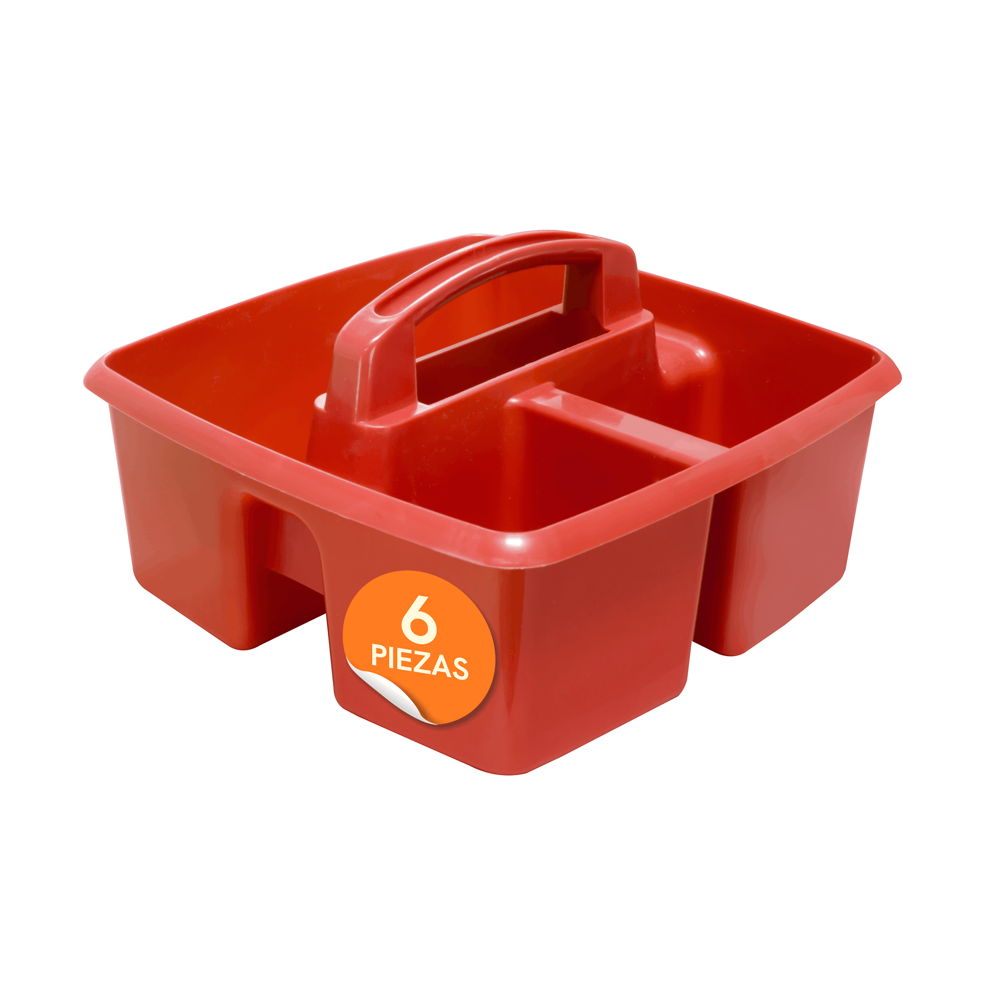 Small portable organizer with compartments, red, 6-piece pack