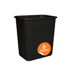Cesto de basura mediano para interior, color negro, paquete con 6 piezas