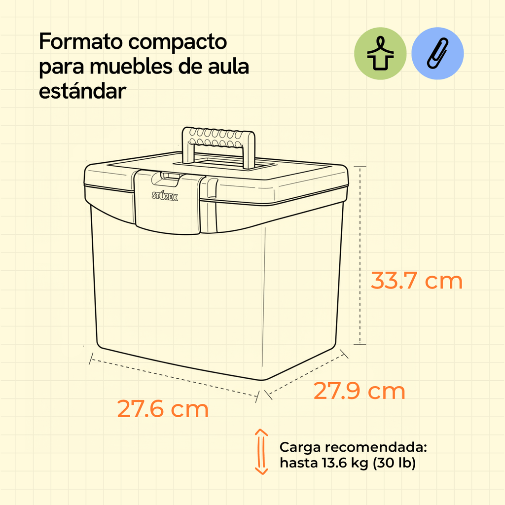Portable file box with lid XL, clear/turquoise,