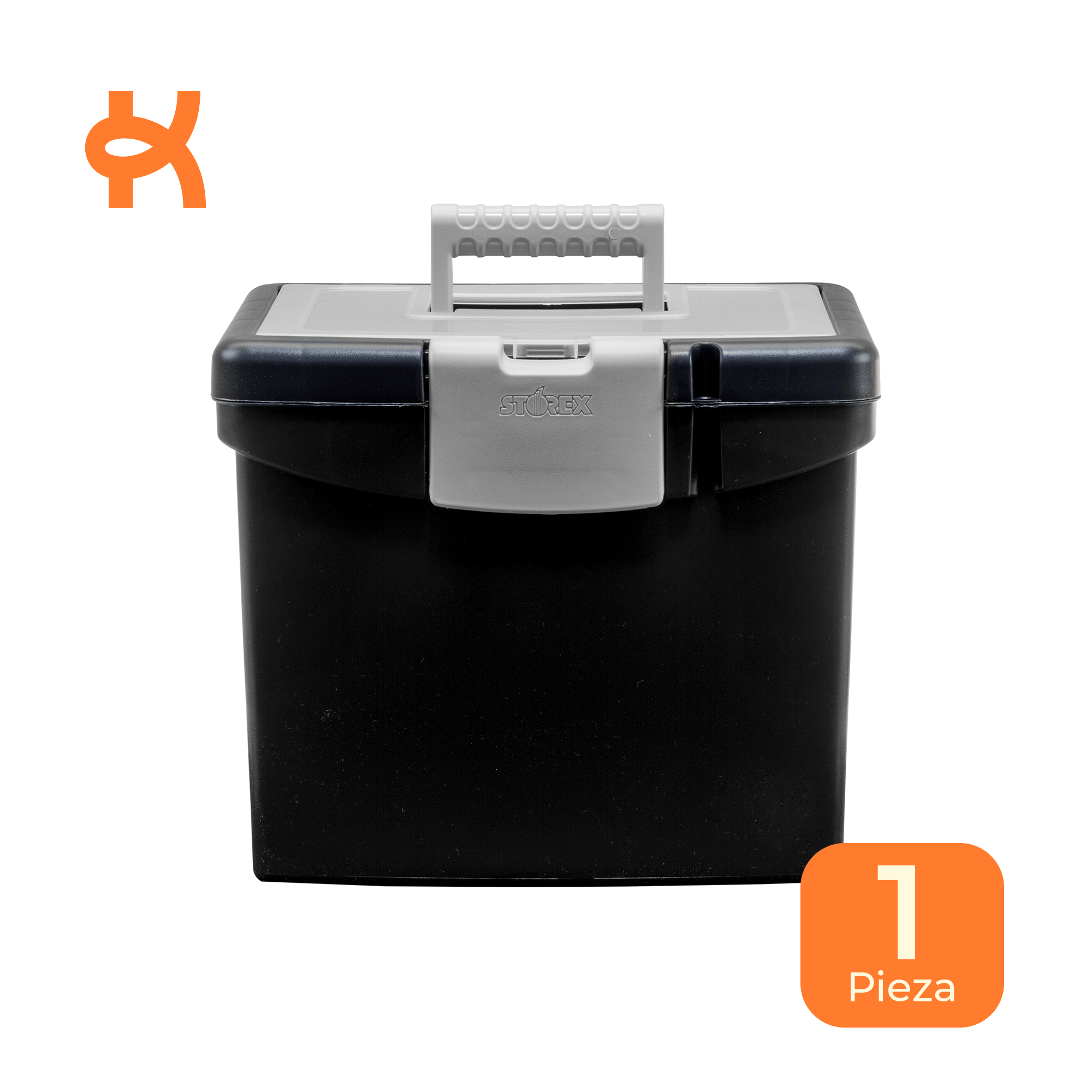 Portable file box with lid XL, clear/turquoise,