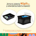 Portable file box with lid XL, clear/turquoise,