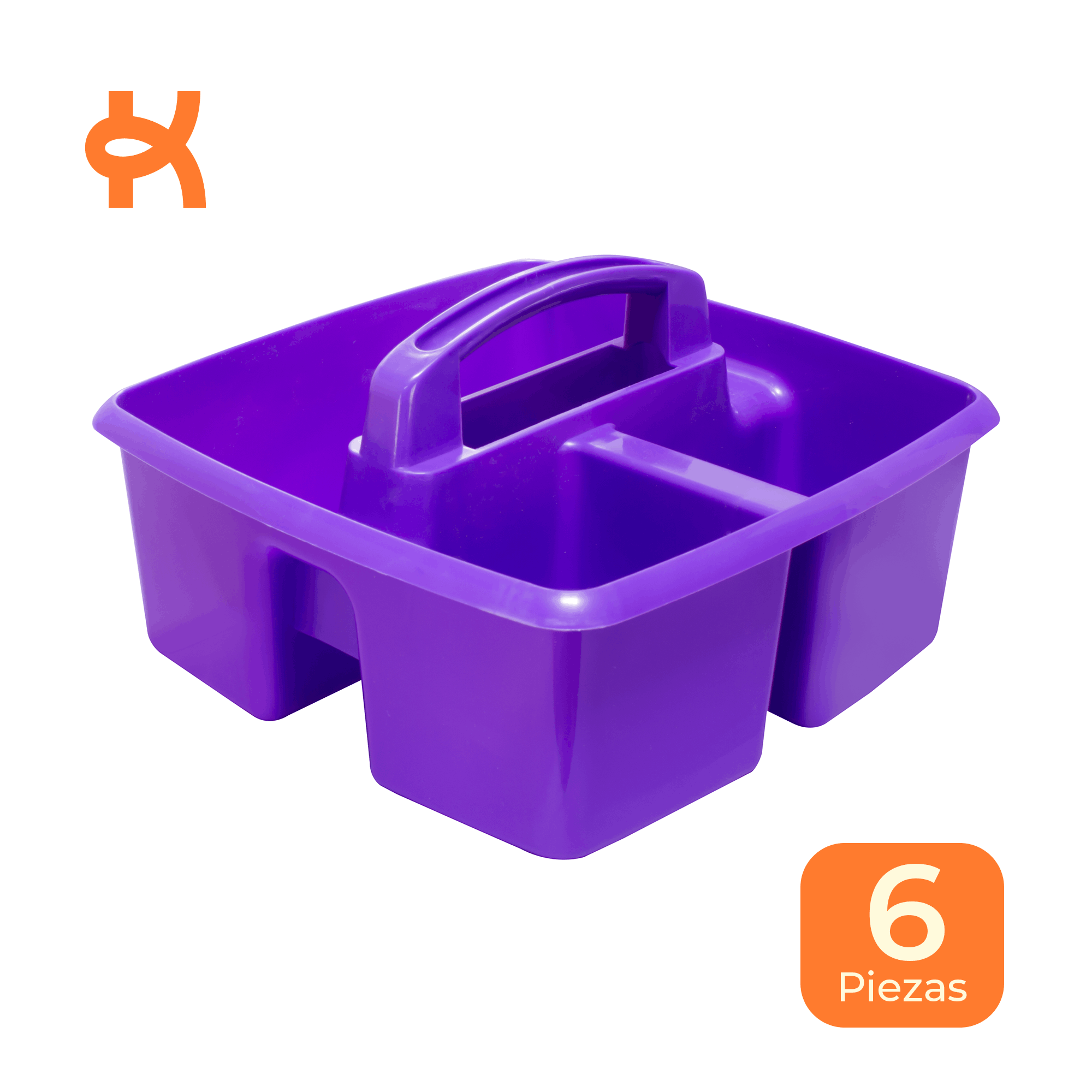 Small portable organizer with compartments, purple, 6-piece pack