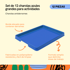 Large activity tray, blue, 12-piece pack