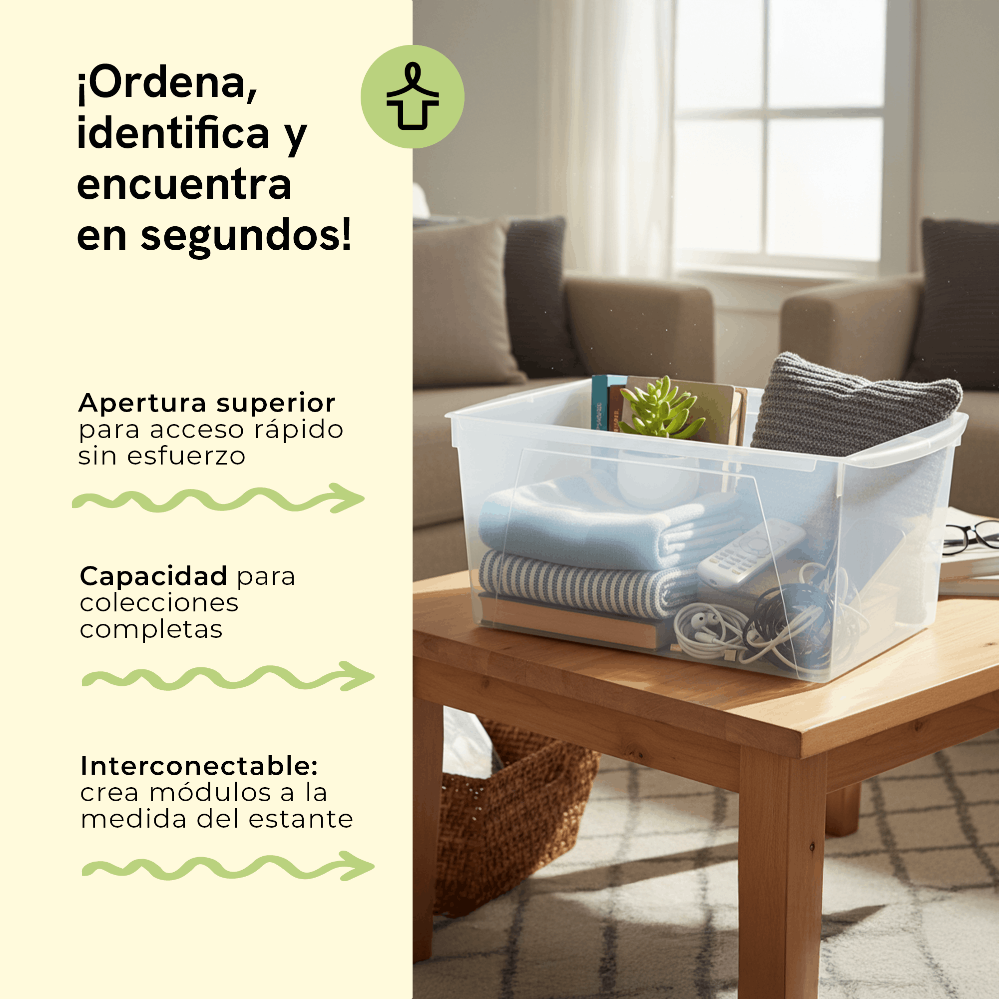Wide bins for books and folders, translucent, 6-piece pack