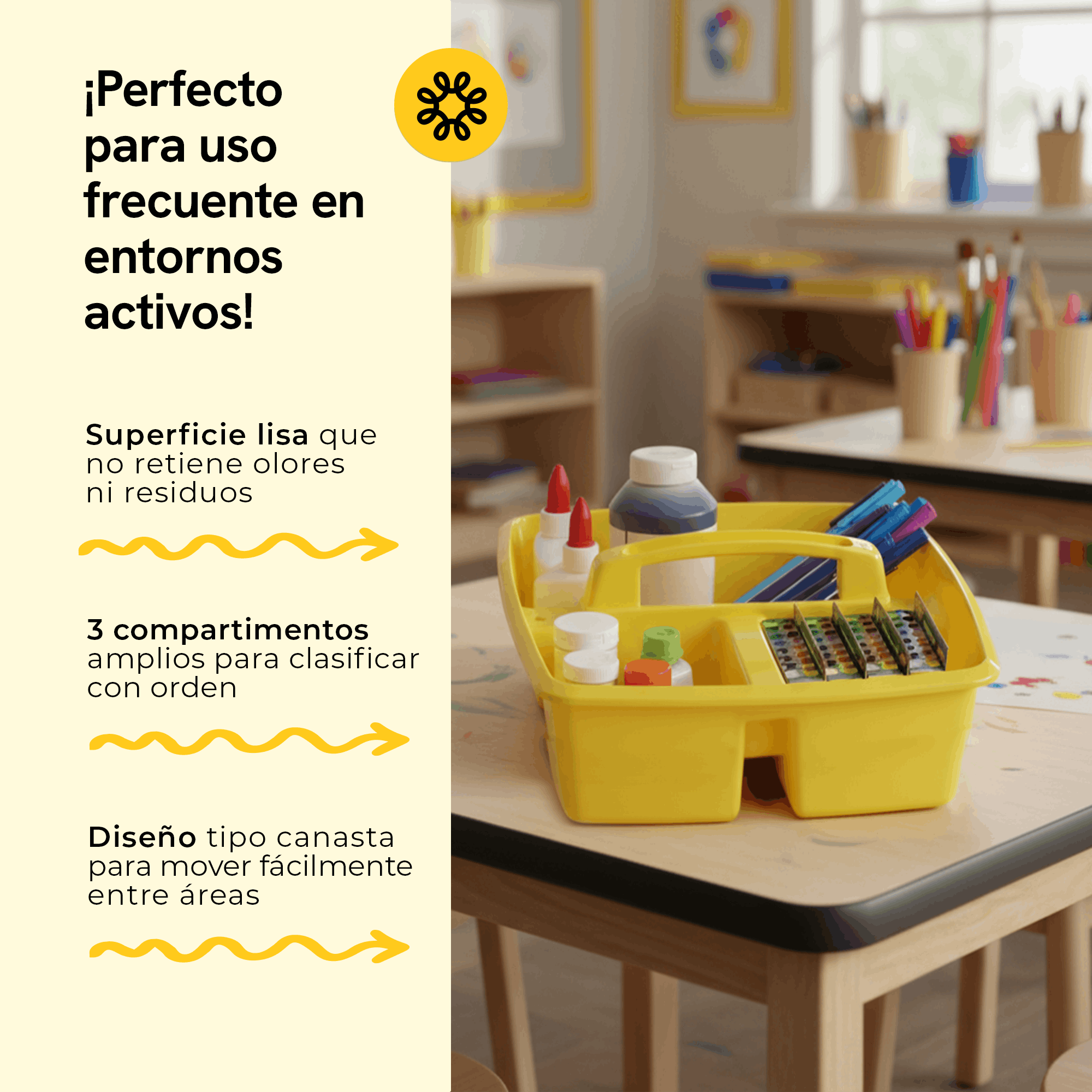 Small portable organizer with compartments, yellow, 6-piece pack