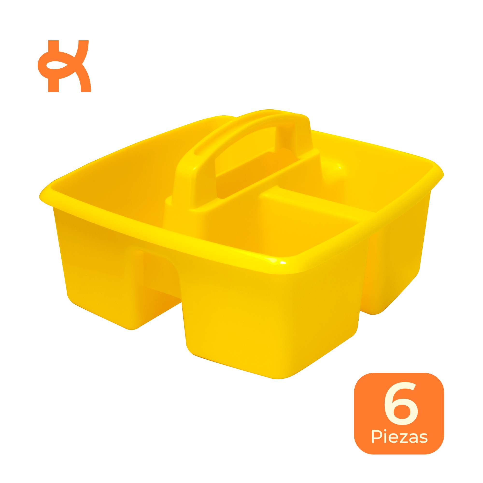 Small portable organizer with compartments, yellow, 6-piece pack