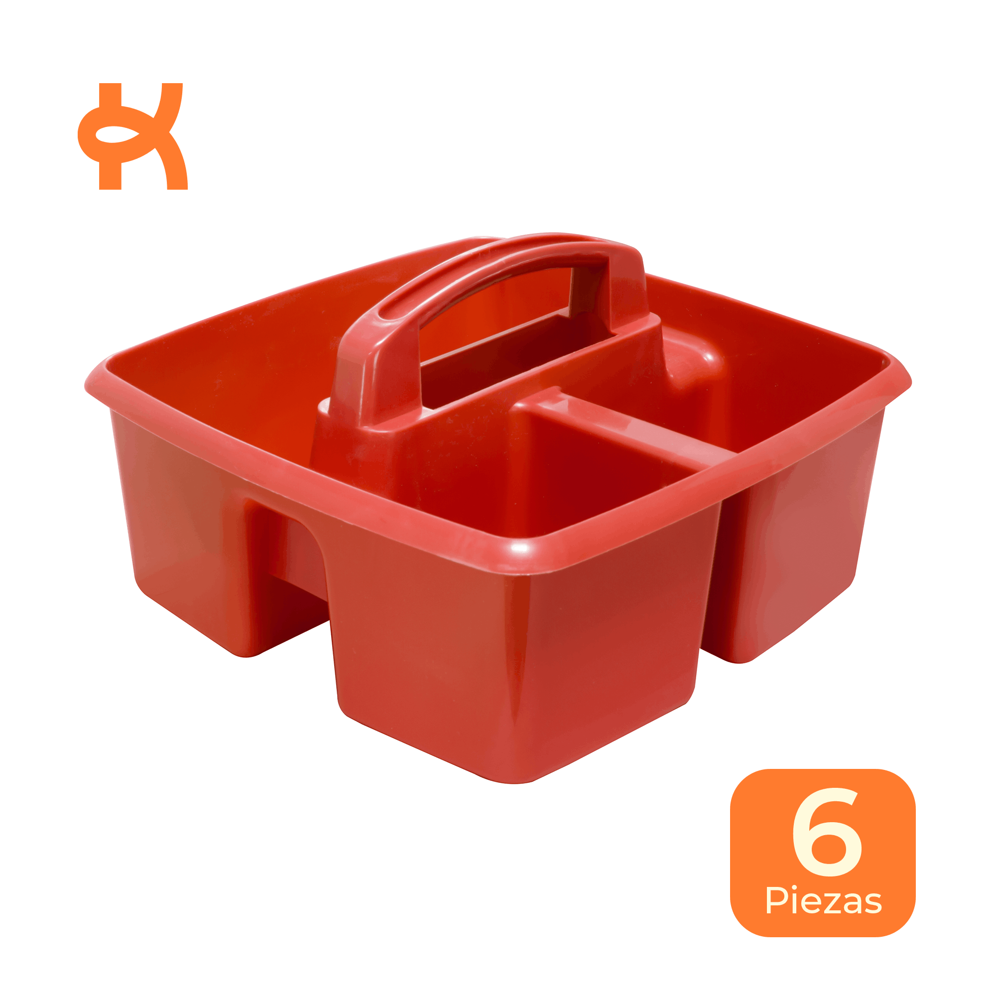 Small portable organizer with compartments, red, 6-piece pack