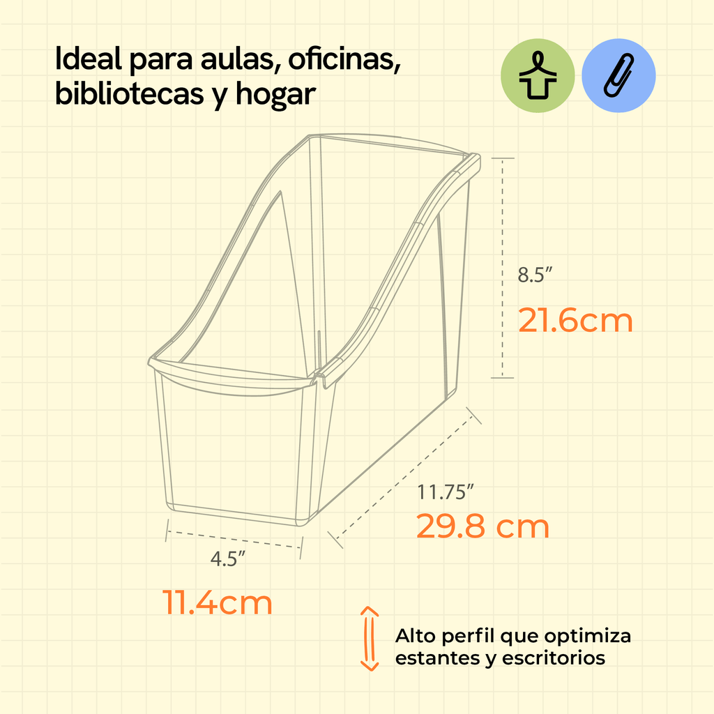 Small book bins, translucent, 6-pack